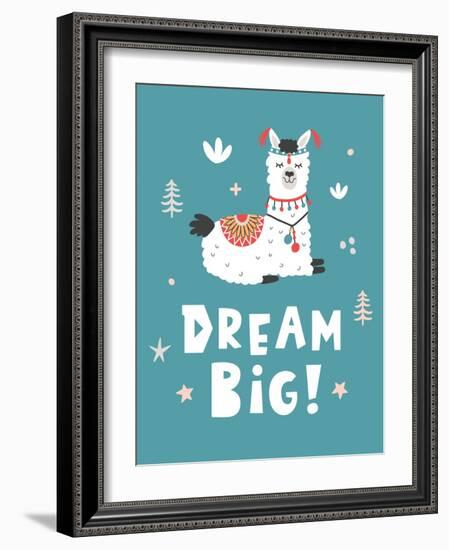 Dream Big, Llama!-Artrise-Framed Art Print