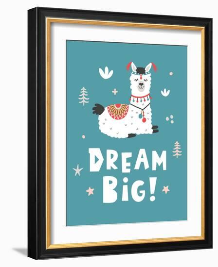 Dream Big, Llama!-Artrise-Framed Art Print