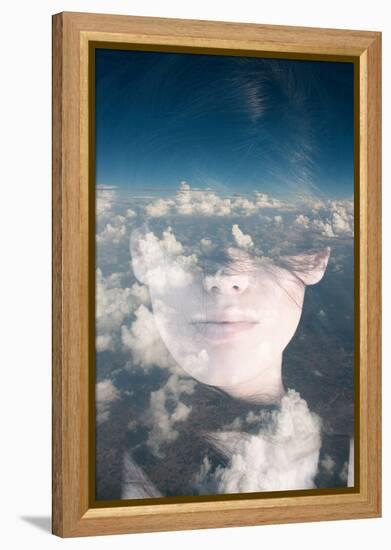 Dream like Surreal Double Exposure Portrait of Attractive Lady Combined with Aerial View Photograph-Victor Tongdee-Framed Premier Image Canvas