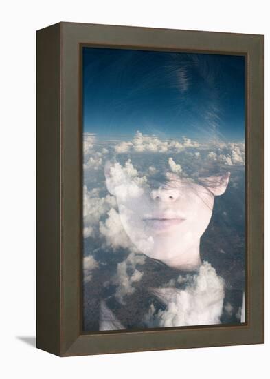 Dream like Surreal Double Exposure Portrait of Attractive Lady Combined with Aerial View Photograph-Victor Tongdee-Framed Premier Image Canvas