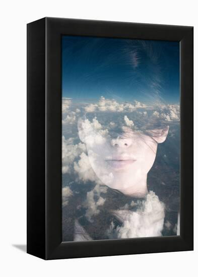 Dream like Surreal Double Exposure Portrait of Attractive Lady Combined with Aerial View Photograph-Victor Tongdee-Framed Premier Image Canvas