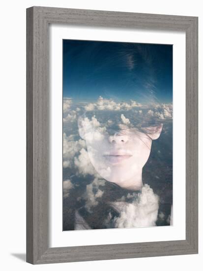 Dream like Surreal Double Exposure Portrait of Attractive Lady Combined with Aerial View Photograph-Victor Tongdee-Framed Photographic Print