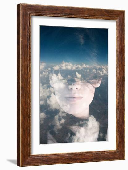 Dream like Surreal Double Exposure Portrait of Attractive Lady Combined with Aerial View Photograph-Victor Tongdee-Framed Photographic Print