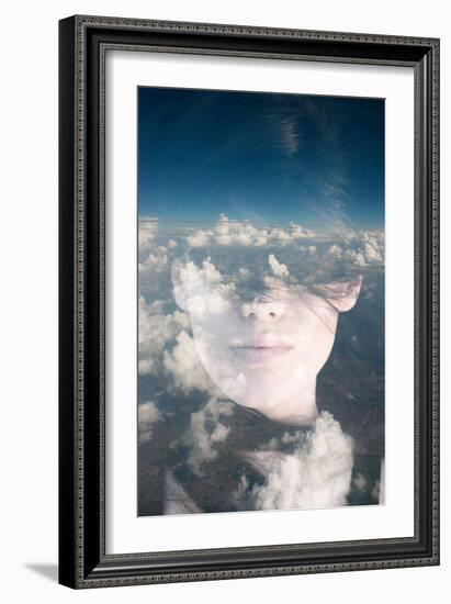Dream like Surreal Double Exposure Portrait of Attractive Lady Combined with Aerial View Photograph-Victor Tongdee-Framed Photographic Print