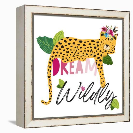 Dream Widly Cheetah-Jennifer McCully-Framed Stretched Canvas