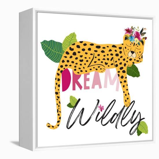 Dream Widly Cheetah-Jennifer McCully-Framed Stretched Canvas