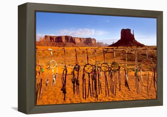 Dreamcatcher Monument West Mitten Butte Morning With Navajo Indian Crafts Utah-holbox-Framed Stretched Canvas