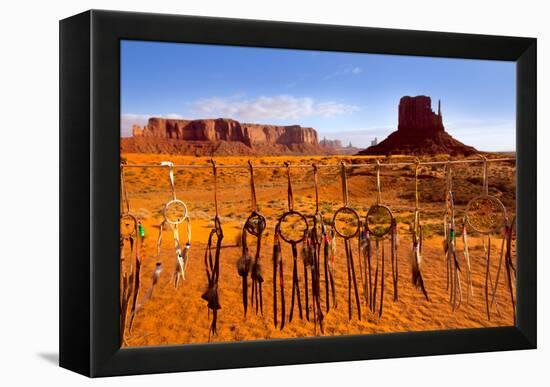 Dreamcatcher Monument West Mitten Butte Morning With Navajo Indian Crafts Utah-holbox-Framed Stretched Canvas