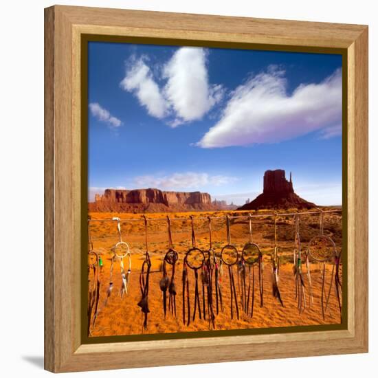 Dreamcatcher Monument West Mitten Butte Morning With Navajo Indian Crafts Utah-holbox-Framed Stretched Canvas