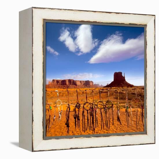 Dreamcatcher Monument West Mitten Butte Morning With Navajo Indian Crafts Utah-holbox-Framed Stretched Canvas