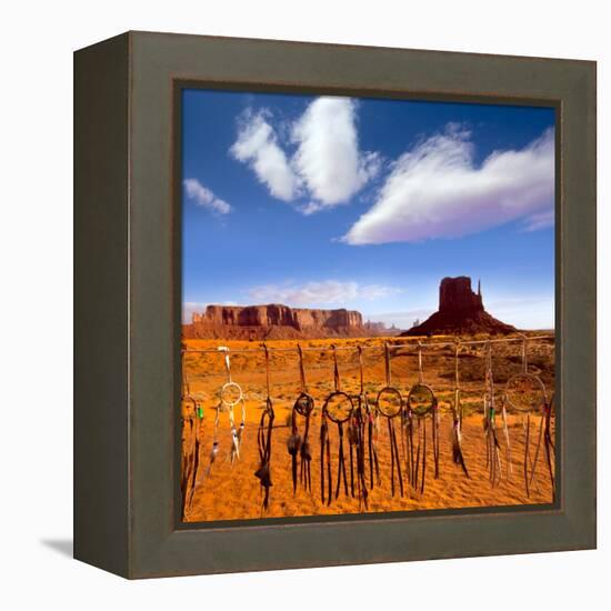 Dreamcatcher Monument West Mitten Butte Morning With Navajo Indian Crafts Utah-holbox-Framed Stretched Canvas