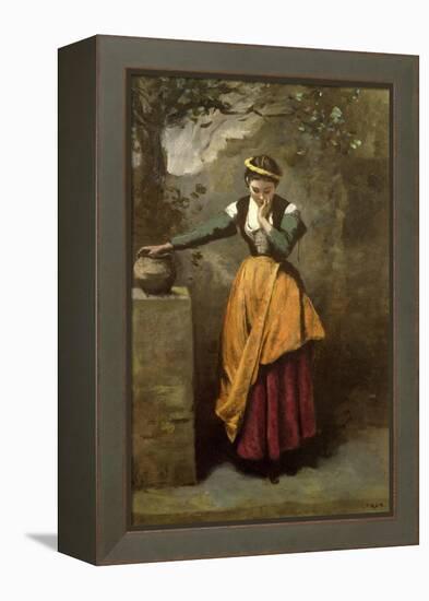 Dreamer at the Fountain, C.1860-Jean-Baptiste-Camille Corot-Framed Premier Image Canvas