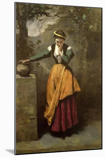 Dreamer at the Fountain, C.1860-Jean-Baptiste-Camille Corot-Mounted Giclee Print