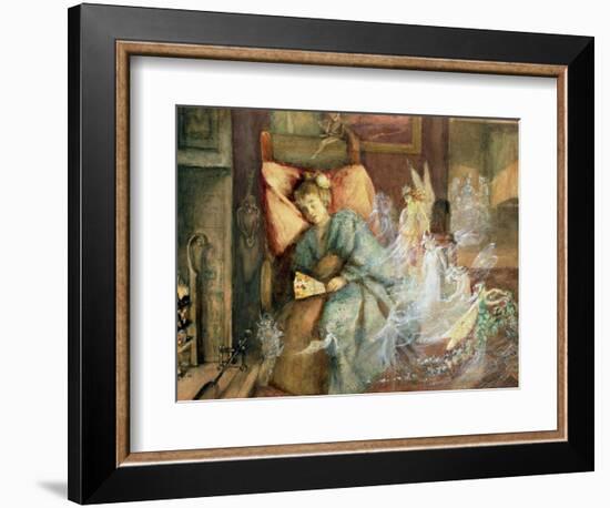 Dreaming (W/C and Bodycolour on Paper)-John Anster Fitzgerald-Framed Giclee Print