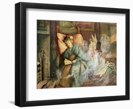 Dreaming (W/C and Bodycolour on Paper)-John Anster Fitzgerald-Framed Giclee Print