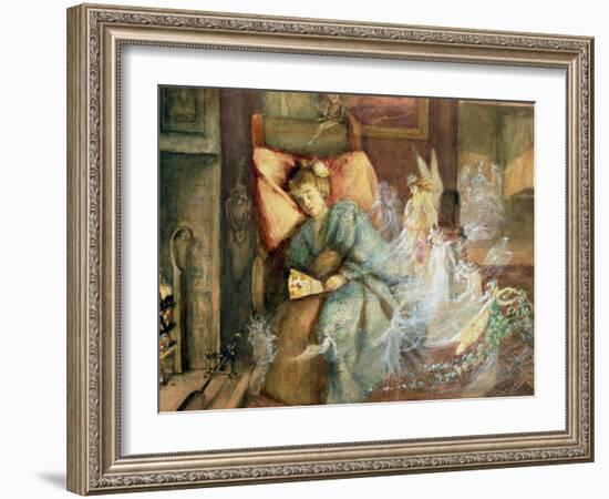 Dreaming (W/C and Bodycolour on Paper)-John Anster Fitzgerald-Framed Giclee Print