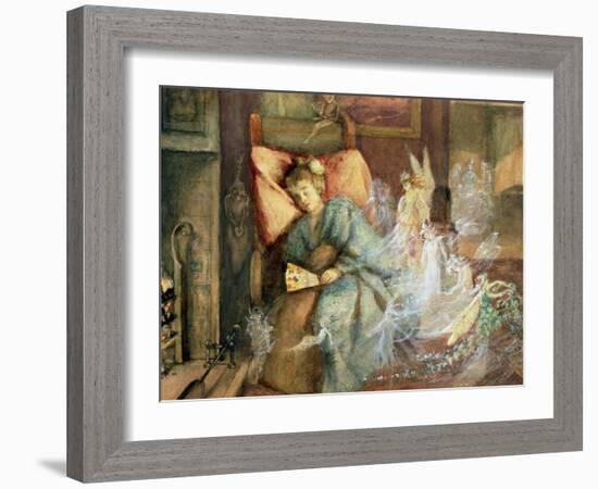 Dreaming (W/C and Bodycolour on Paper)-John Anster Fitzgerald-Framed Giclee Print