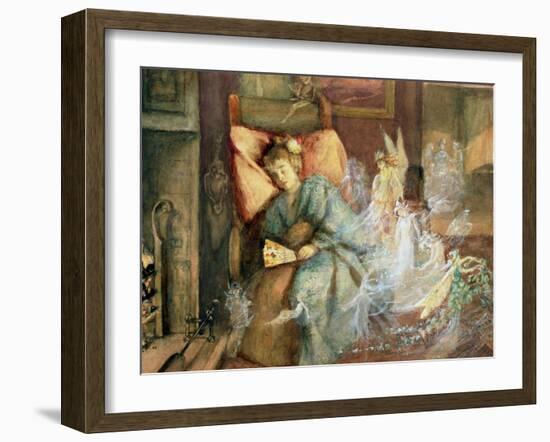 Dreaming (W/C and Bodycolour on Paper)-John Anster Fitzgerald-Framed Giclee Print