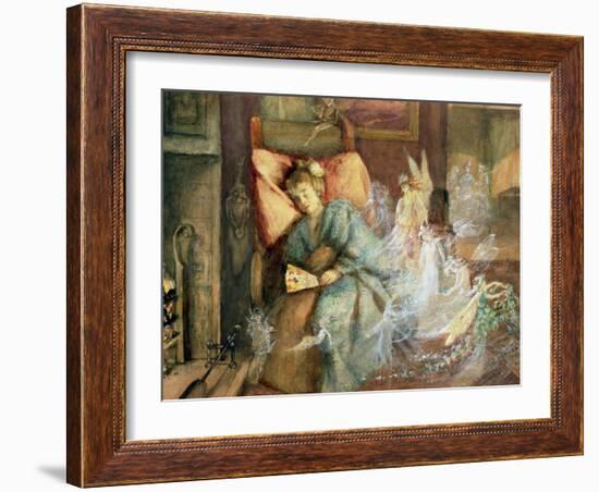 Dreaming (W/C and Bodycolour on Paper)-John Anster Fitzgerald-Framed Giclee Print