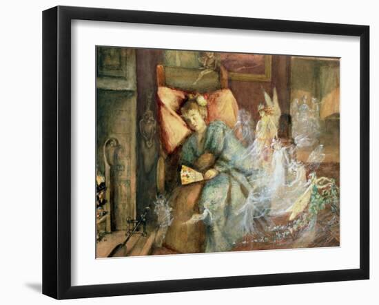 Dreaming (W/C and Bodycolour on Paper)-John Anster Fitzgerald-Framed Giclee Print