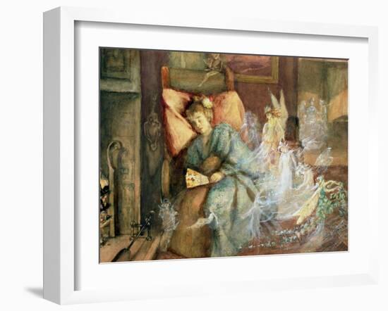 Dreaming (W/C and Bodycolour on Paper)-John Anster Fitzgerald-Framed Giclee Print