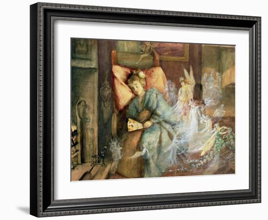 Dreaming (W/C and Bodycolour on Paper)-John Anster Fitzgerald-Framed Giclee Print