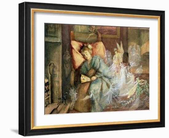 Dreaming (W/C and Bodycolour on Paper)-John Anster Fitzgerald-Framed Giclee Print