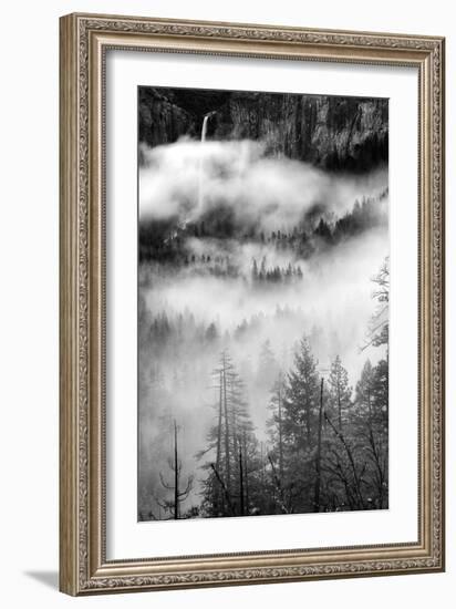 Dreamy Fog & Bridalveil Falls Yosemite Valley Black White-Vincent James-Framed Photographic Print