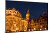 Dresden, Historical Old Town, Dresden Cathedral, Castle, Blue Hour-Catharina Lux-Mounted Photographic Print