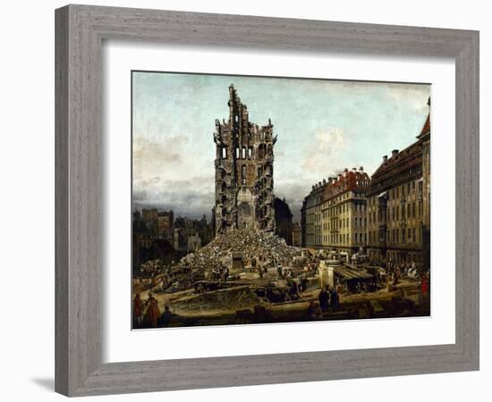 Dresden in ruins after Prussias invasion of Saxony in 1756.-Bernardo Bellotto-Framed Giclee Print