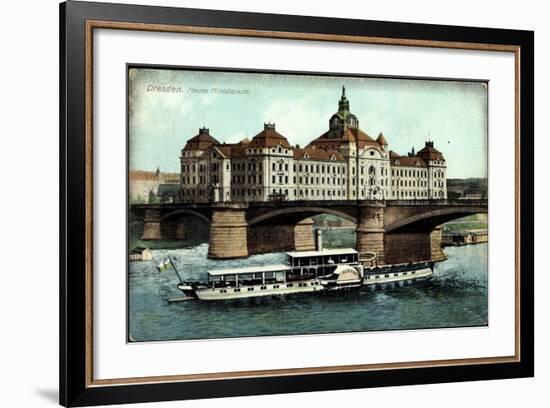 Dresden, Neues Ministerium, Dampfer Albert-null-Framed Giclee Print