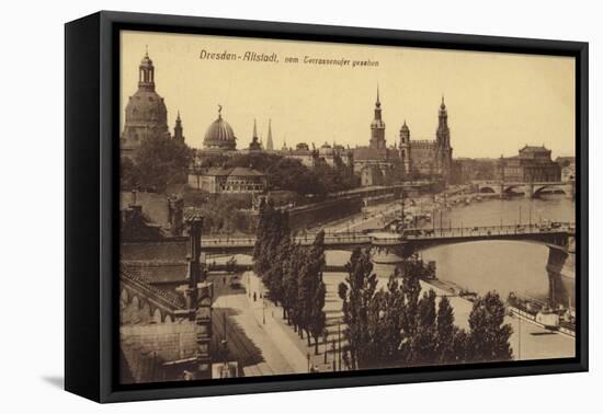 Dresden - Old Town Seen from Terrassenufer-null-Framed Premier Image Canvas