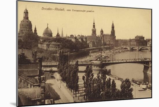 Dresden - Old Town Seen from Terrassenufer-null-Mounted Photographic Print