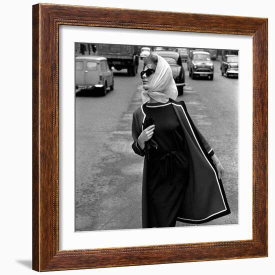 Dress and Jacket with White and Black Trim, 1960s-John French-Framed Giclee Print