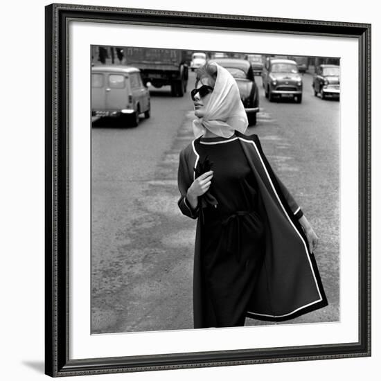 Dress and Jacket with White and Black Trim, 1960s-John French-Framed Giclee Print