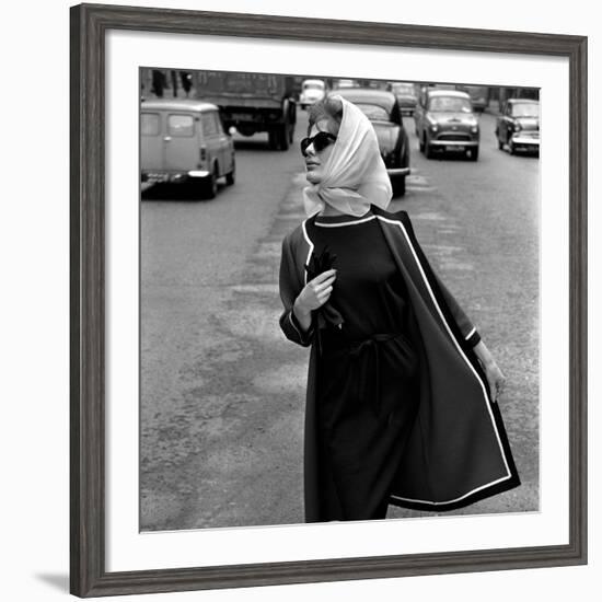 Dress and Jacket with White and Black Trim, 1960s-John French-Framed Giclee Print