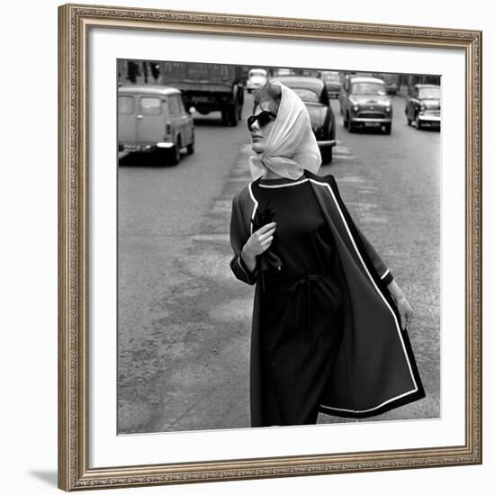 Dress and Jacket with White and Black Trim, 1960s-John French-Framed Giclee Print