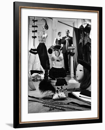 Dress Designer Christian Dior in His Workshop-Frank Scherschel-Framed Premium Photographic Print