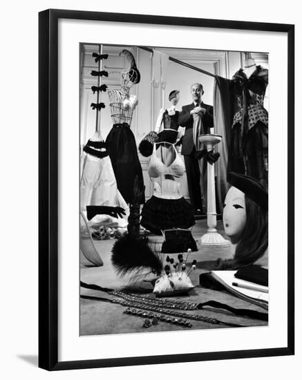 Dress Designer Christian Dior in His Workshop-Frank Scherschel-Framed Premium Photographic Print