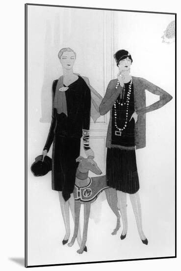 Dress Designs by Chanel, Illustration from 'Vogue' Magazine, 1 April, 1927-null-Mounted Premium Giclee Print