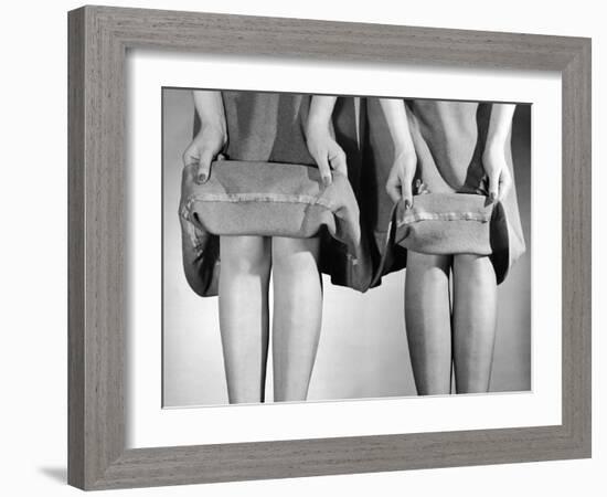 Dress Hemlines Displayed to Show Shorter Hem an Effort to Conserve Fabric During WWII-Nina Leen-Framed Photographic Print