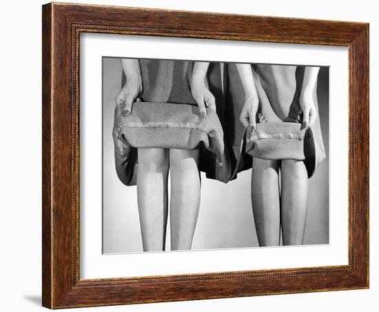 Dress Hemlines Displayed to Show Shorter Hem an Effort to Conserve Fabric During WWII-Nina Leen-Framed Photographic Print