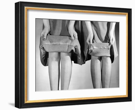 Dress Hemlines Displayed to Show Shorter Hem an Effort to Conserve Fabric During WWII-Nina Leen-Framed Photographic Print