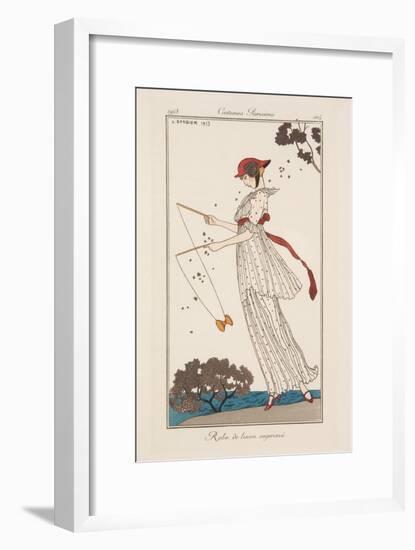 Dress in Printed Linen, Illustration from 'Journal des Dames et des Modes', 1913-Georges Barbier-Framed Giclee Print