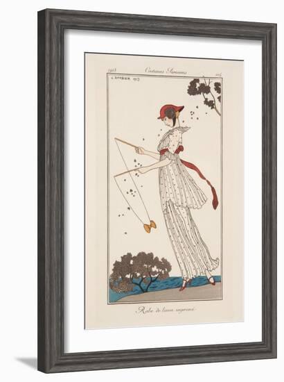 Dress in Printed Linen, Illustration from 'Journal des Dames et des Modes', 1913-Georges Barbier-Framed Giclee Print