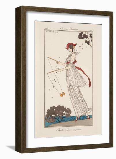 Dress in Printed Linen, Illustration from 'Journal des Dames et des Modes', 1913-Georges Barbier-Framed Giclee Print