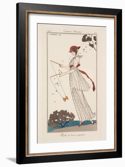 Dress in Printed Linen, Illustration from 'Journal des Dames et des Modes', 1913-Georges Barbier-Framed Giclee Print