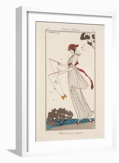 Dress in Printed Linen, Illustration from 'Journal des Dames et des Modes', 1913-Georges Barbier-Framed Giclee Print