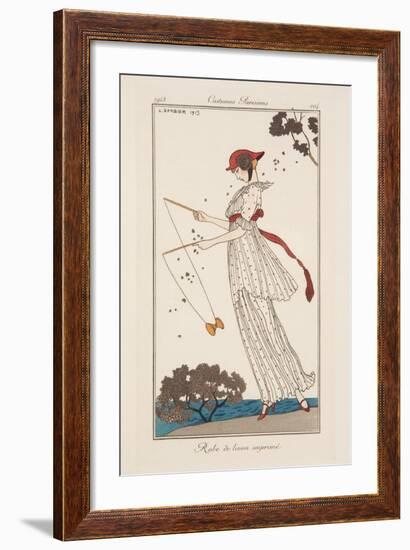 Dress in Printed Linen, Illustration from 'Journal des Dames et des Modes', 1913-Georges Barbier-Framed Giclee Print