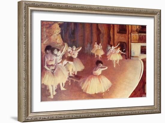 Dress Rehearsal of the Ballet on the Stage-Edgar Degas-Framed Art Print